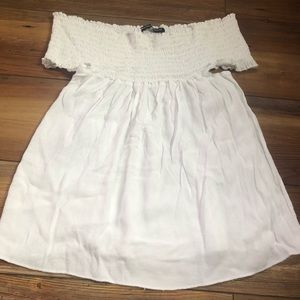 Brandy Melville Cropped White Off Shoulder Top One Size